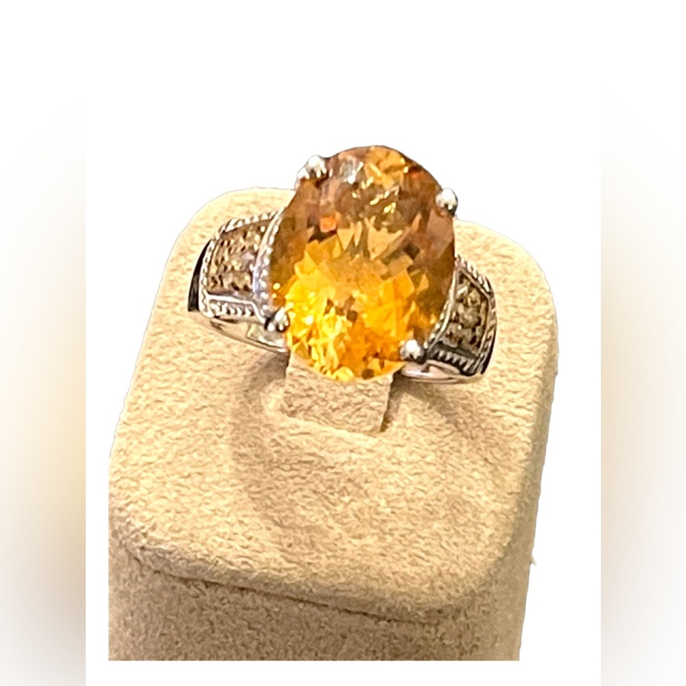 - Stunning Sterling silver 925 BBJ Fancy quality REAL Citrine Ring REAL diamomd